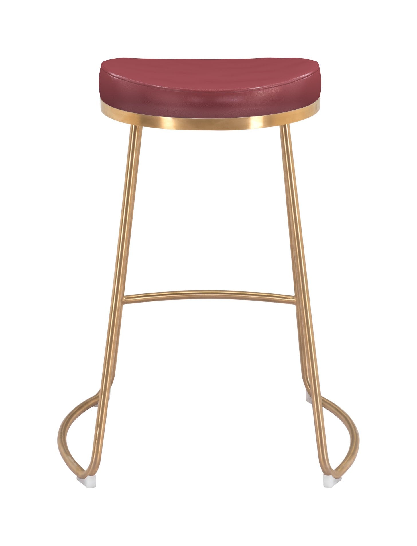 HomeRoots Burgundy And Gold Modern Glam Geo Backless Counter Stools in Set of 2