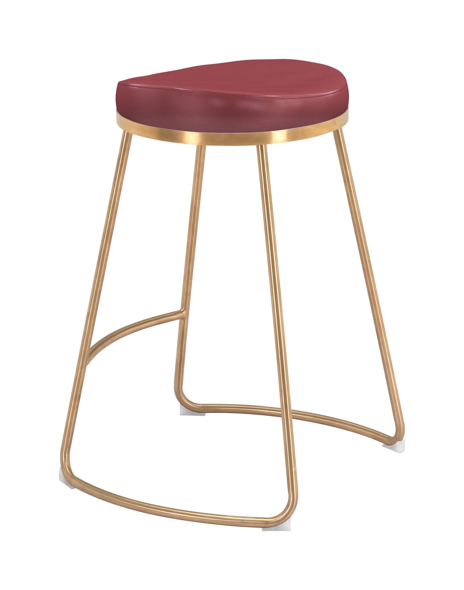 HomeRoots Burgundy And Gold Modern Glam Geo Backless Counter Stools in Set of 2