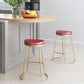 HomeRoots Burgundy And Gold Modern Glam Geo Backless Counter Stools in Set of 2