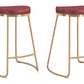 HomeRoots Burgundy And Gold Modern Glam Geo Backless Counter Stools in Set of 2