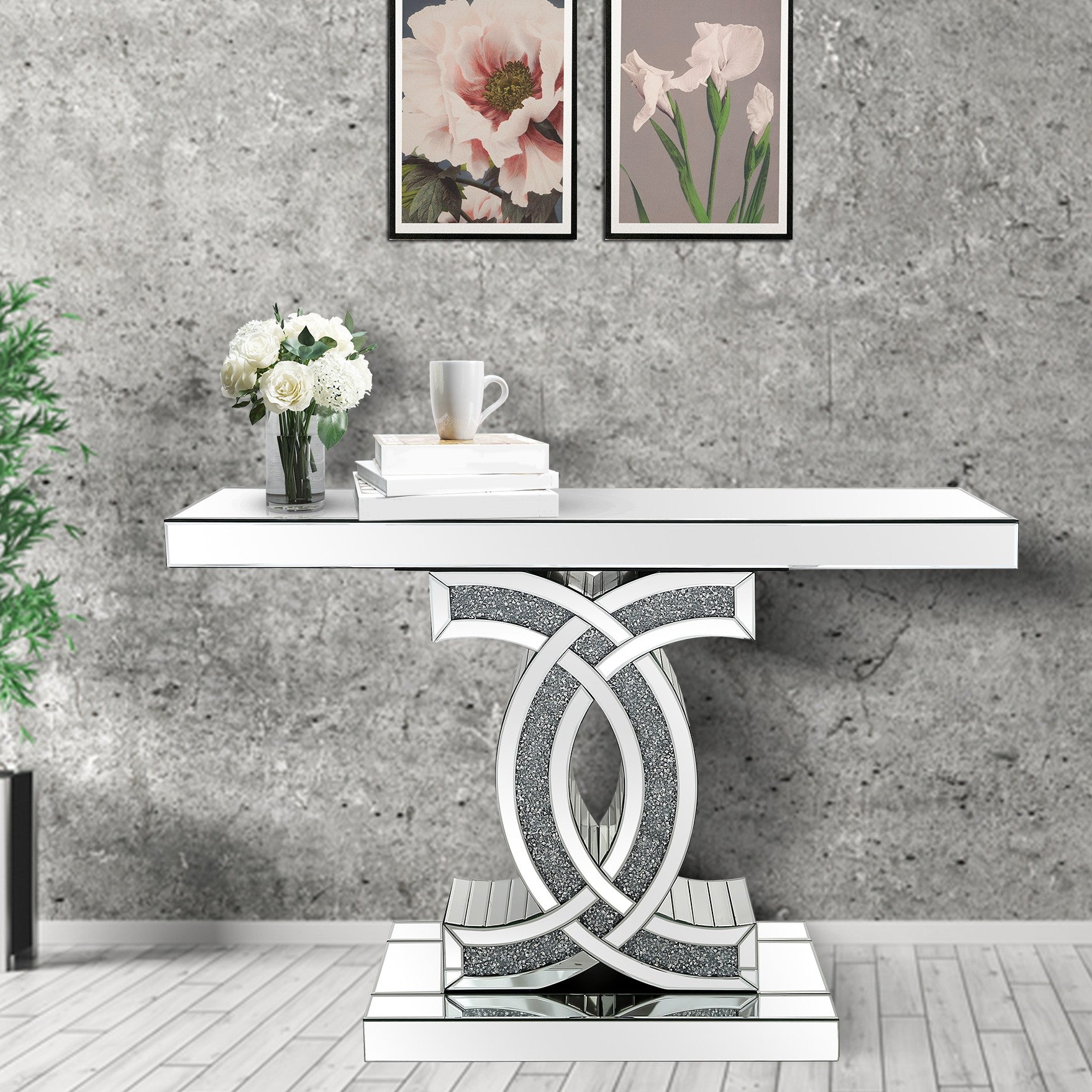 HomeRoots CC Console Table in Silver Finish
