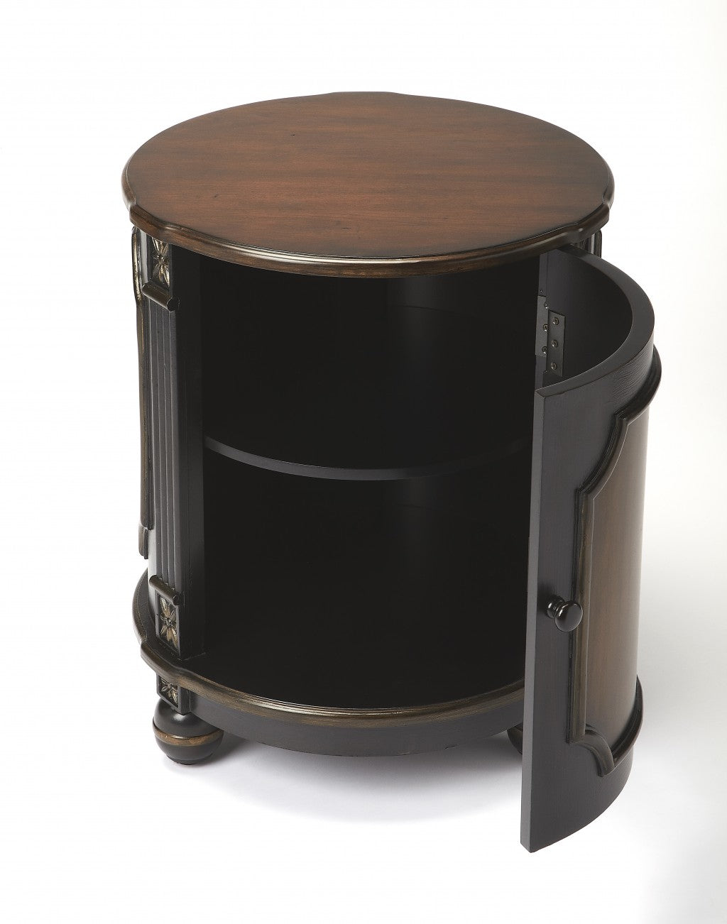HomeRoots Cafe Noir Drum Table in Brown Finish