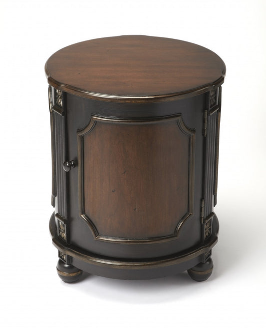 HomeRoots Cafe Noir Drum Table in Brown Finish