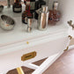 HomeRoots Campaign Tall Bar Cabinet in White and Gold Finish