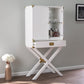 HomeRoots Campaign Tall Bar Cabinet in White and Gold Finish