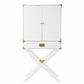 HomeRoots Campaign Tall Bar Cabinet in White and Gold Finish