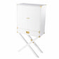 HomeRoots Campaign Tall Bar Cabinet in White and Gold Finish