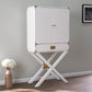 HomeRoots Campaign Tall Bar Cabinet in White and Gold Finish