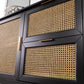 HomeRoots Cane Bamboo Accent Storage Cabinet in Black Finish