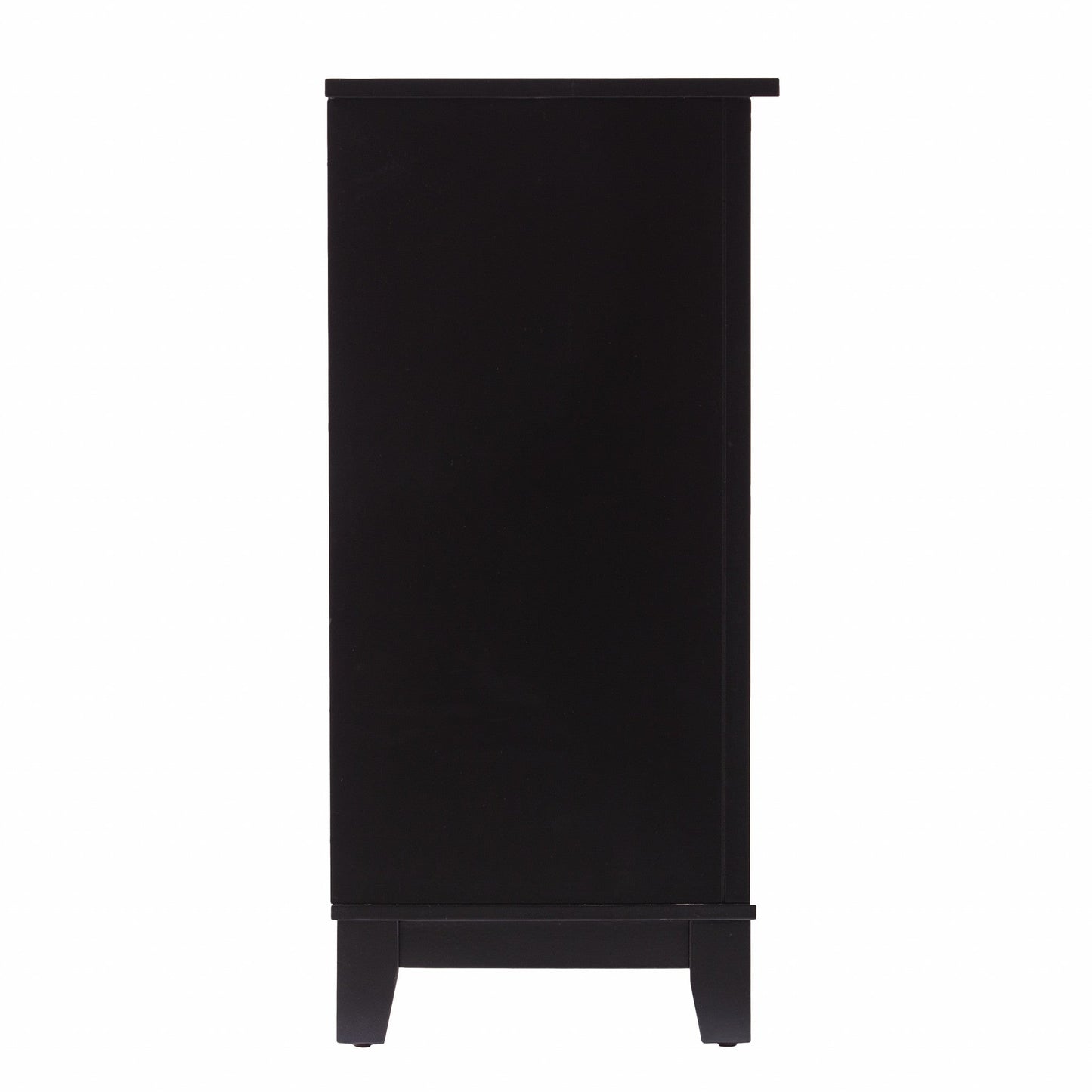 HomeRoots Cane Bamboo Accent Storage Cabinet in Black Finish