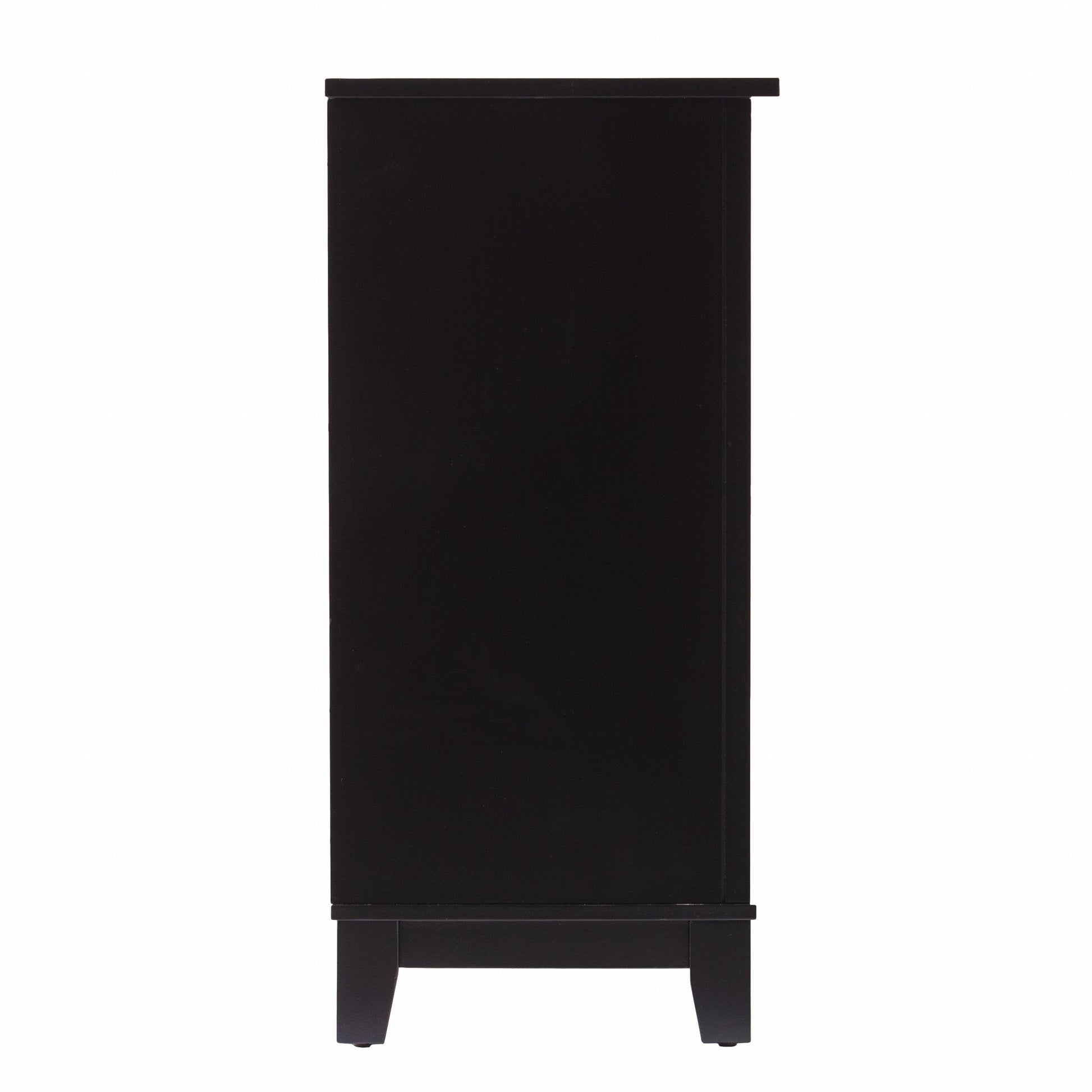 HomeRoots Cane Bamboo Accent Storage Cabinet in Black Finish