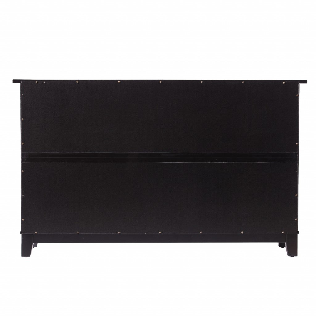 HomeRoots Cane Bamboo Accent Storage Cabinet in Black Finish