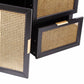HomeRoots Cane Bamboo Accent Storage Cabinet in Black Finish