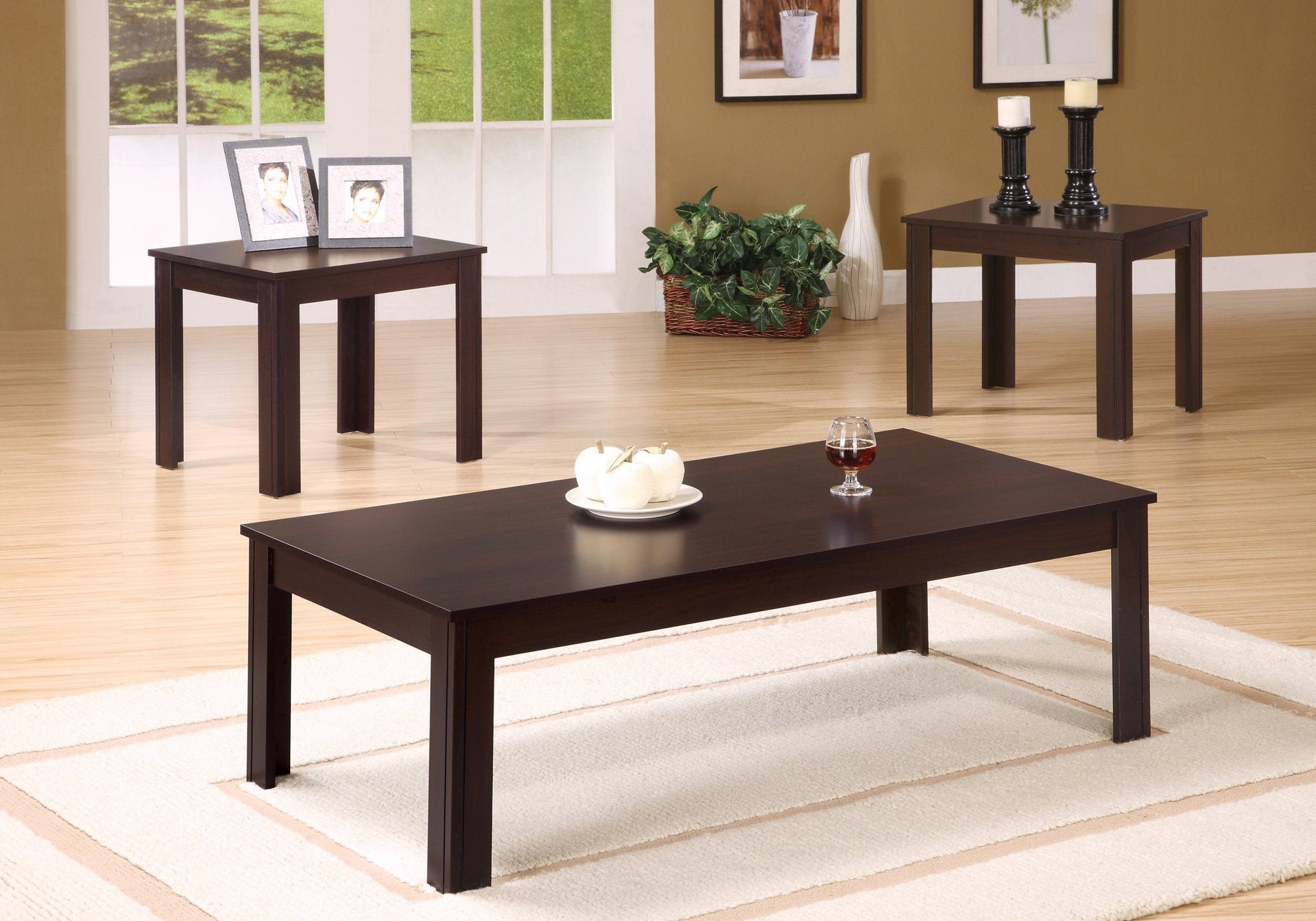 HomeRoots Cappuccino Contemporary Table in Set of 3