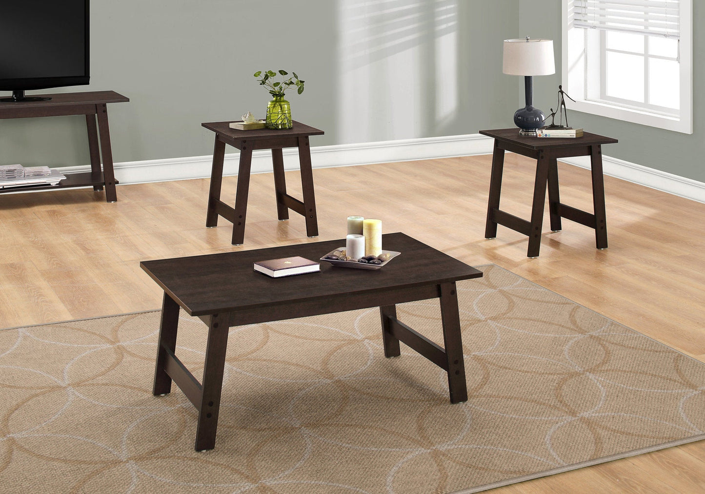HomeRoots Cappuccino Contemporary Table in Set of 3
