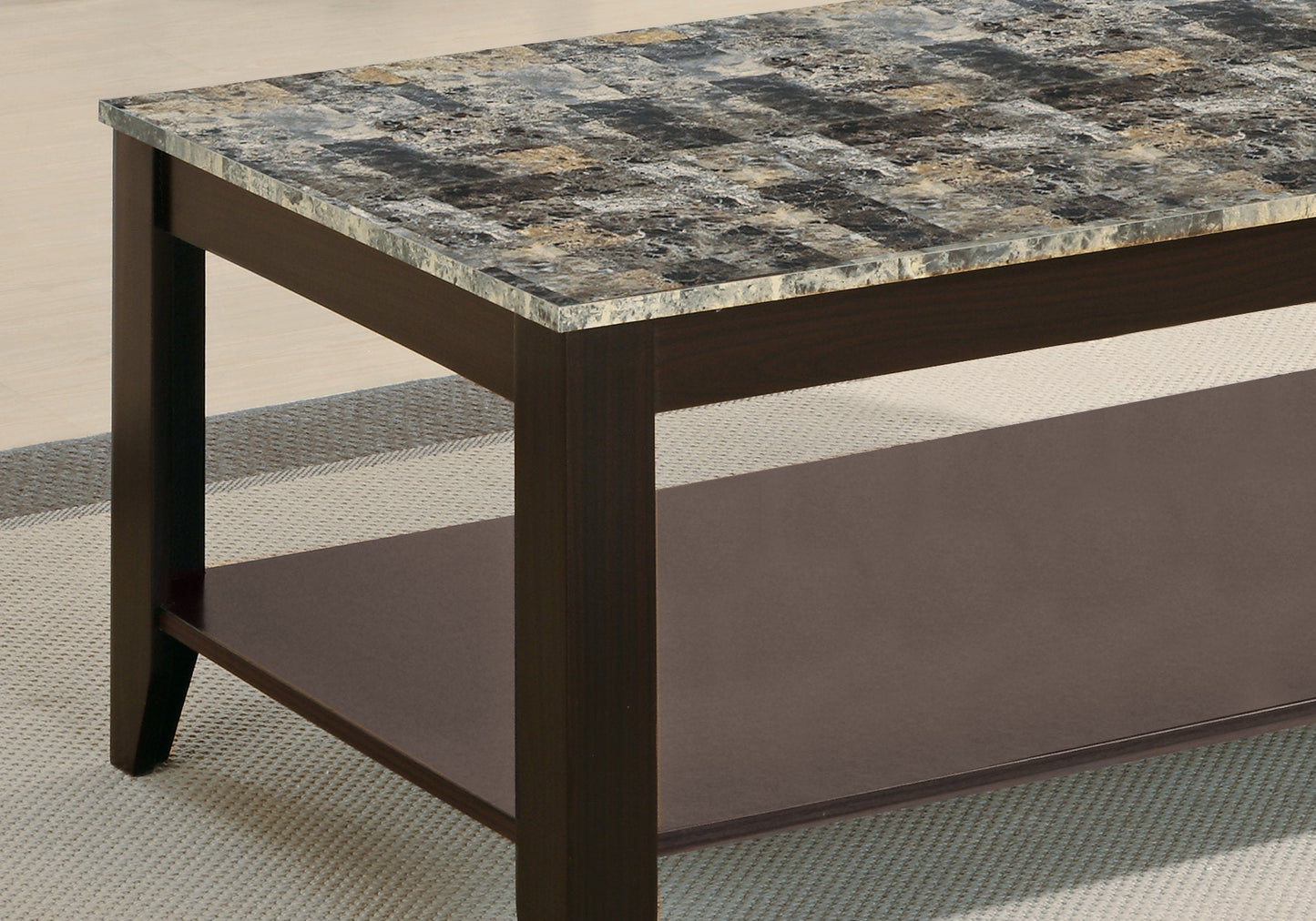 HomeRoots Cappuccino Marble Look Top Table in Set of 3