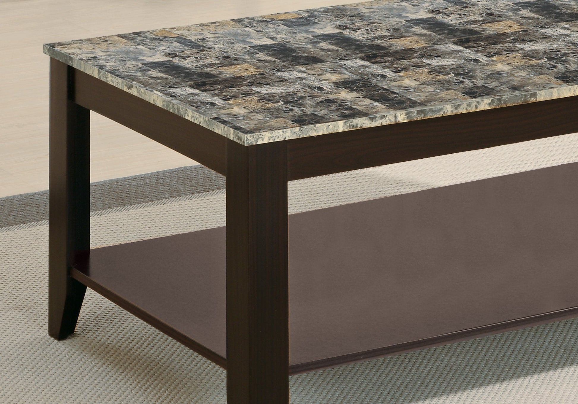HomeRoots Cappuccino Marble Look Top Table in Set of 3