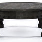 HomeRoots Carved Round Wooden Coffee Table in Black Finish