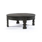 HomeRoots Carved Round Wooden Coffee Table in Black Finish