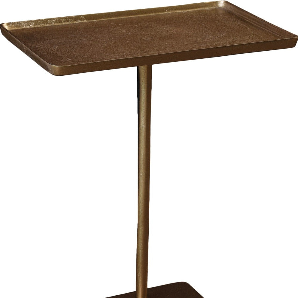 HomeRoots Cast Aluminum Side Table With Gold Finish