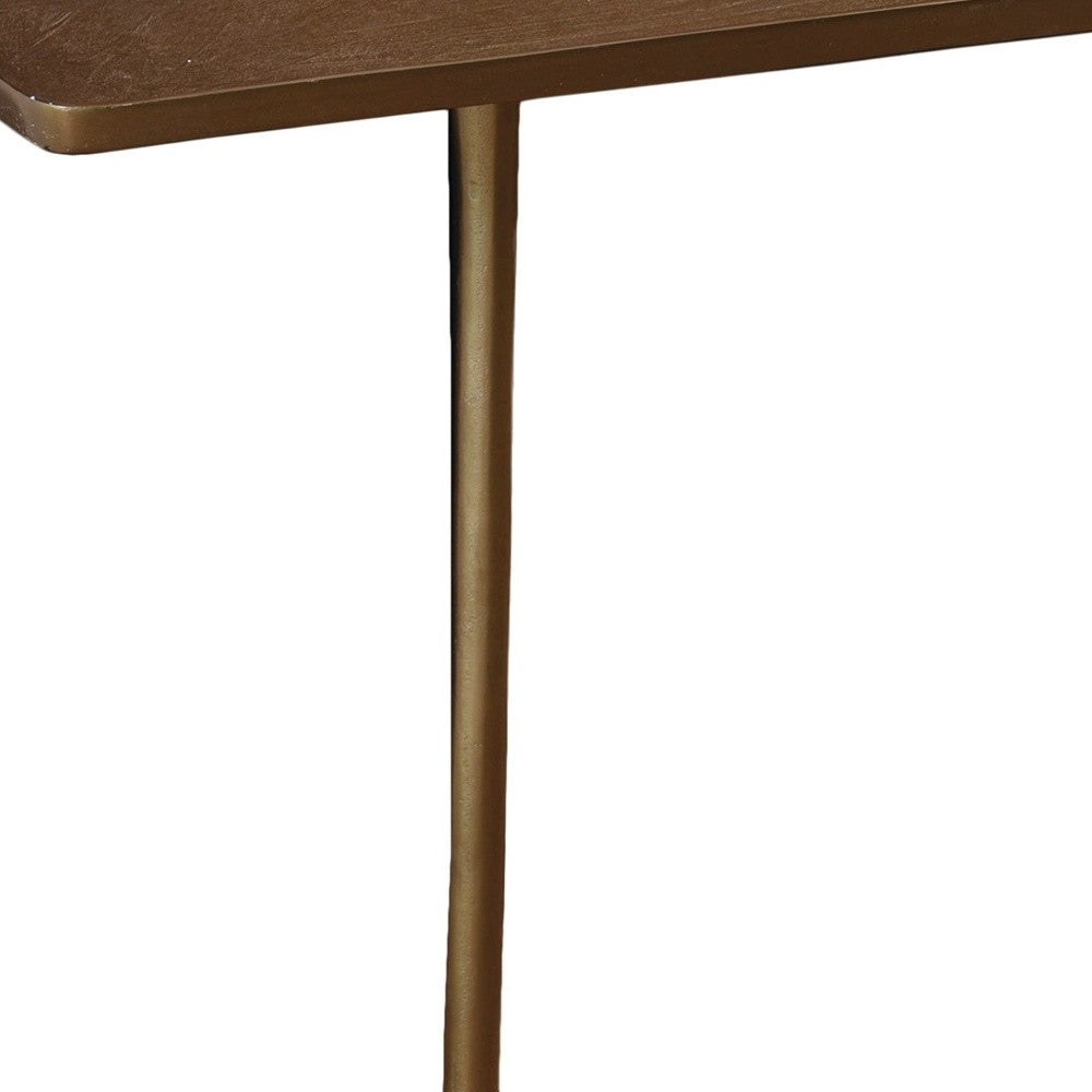 HomeRoots Cast Aluminum Side Table With Gold Finish