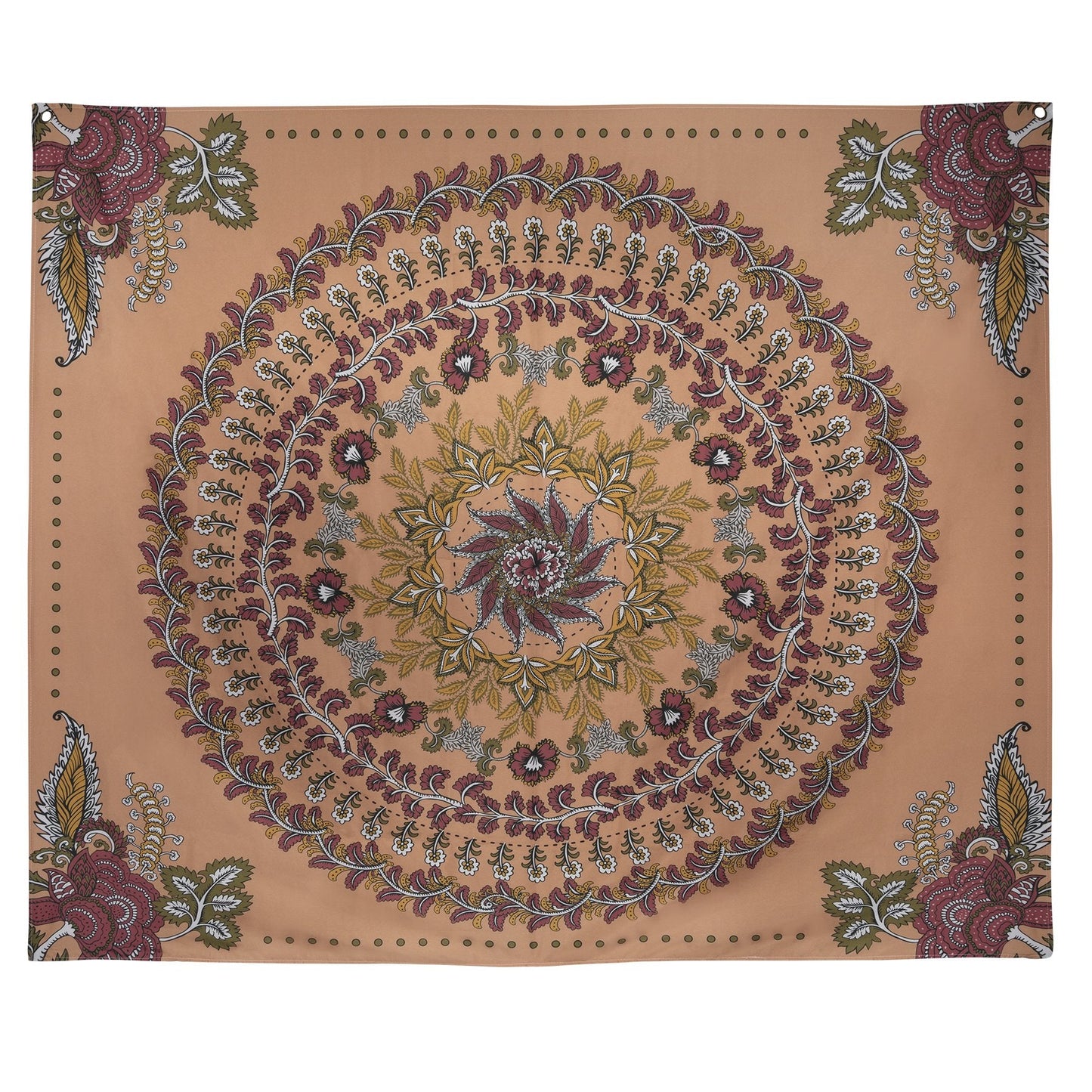 HomeRoots Center Medallion Coral Hanging Wall Tapestry