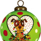 HomeRoots Charming Dog in a Heart Hand Painted Mouth Blown Glass Ornament