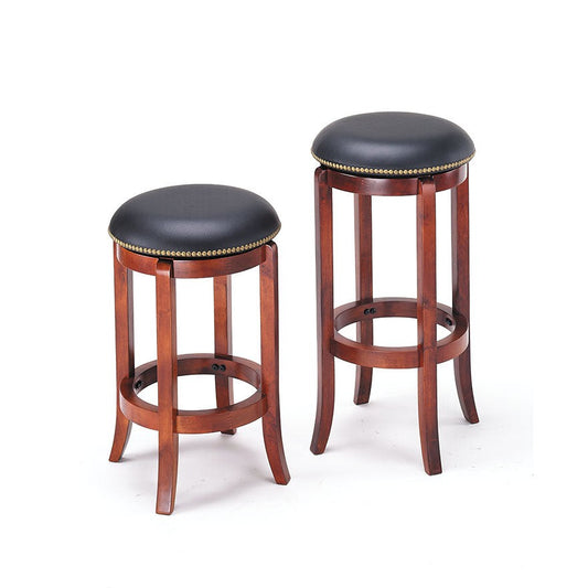 HomeRoots Chelsea Bar Stool With Swivel In Pu And Oak Finish