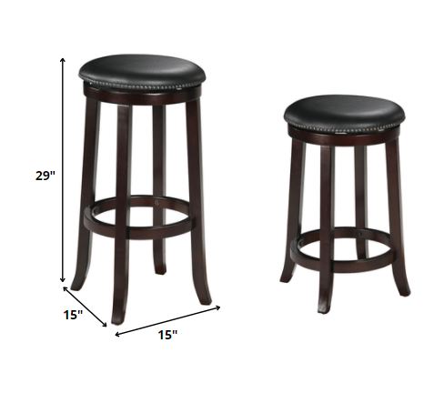 HomeRoots Chelsea Bar Stool With Swivel, PU & Espresso, Set of 2