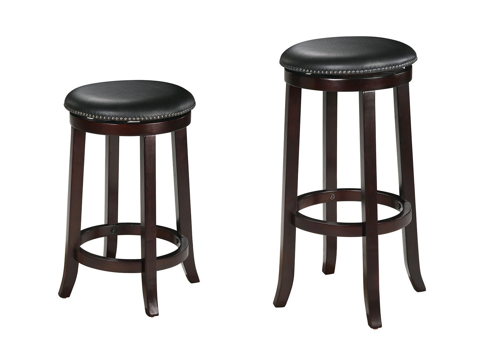 HomeRoots Chelsea Bar Stool With Swivel, PU & Espresso, Set of 2