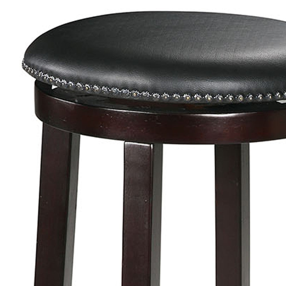 HomeRoots Chelsea Bar Stool With Swivel, PU & Espresso, Set of 2