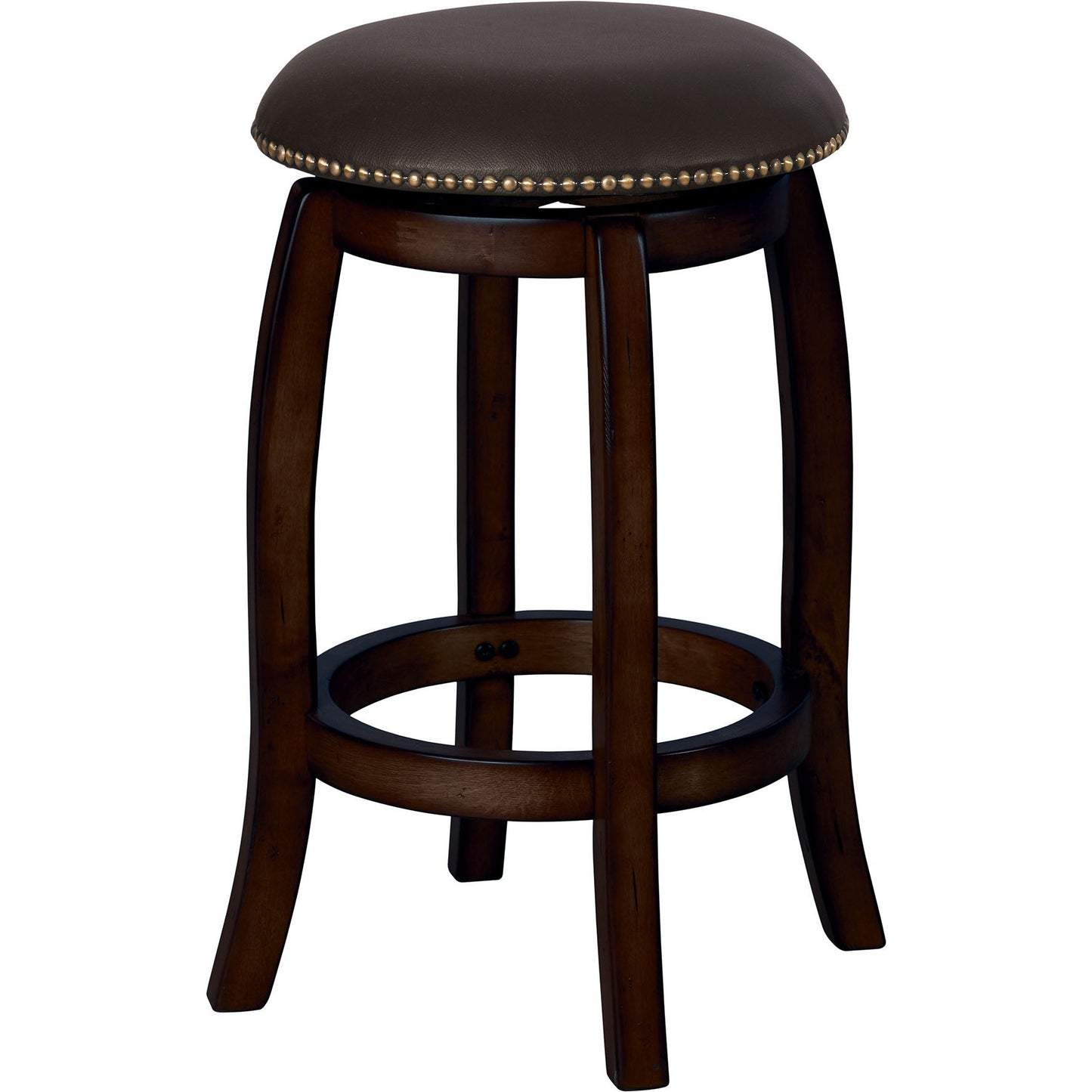 HomeRoots Chelsea Counter Height Stool With Swivel In Black Leather And Espresso Finish