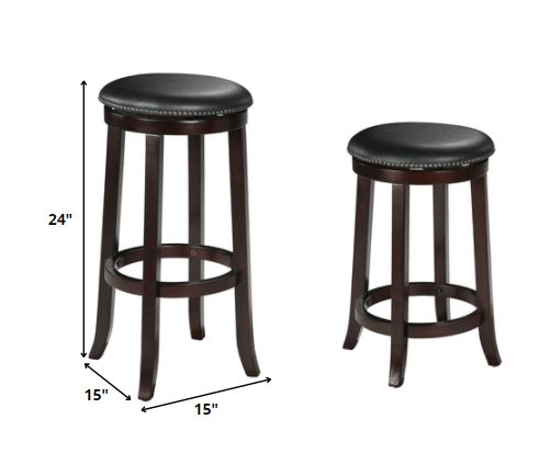HomeRoots Chelsea Counter Height Stool With Swivel, PU & Espresso, Set of 2