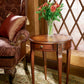 HomeRoots Cherry With Maple Inlay Round Accent Table