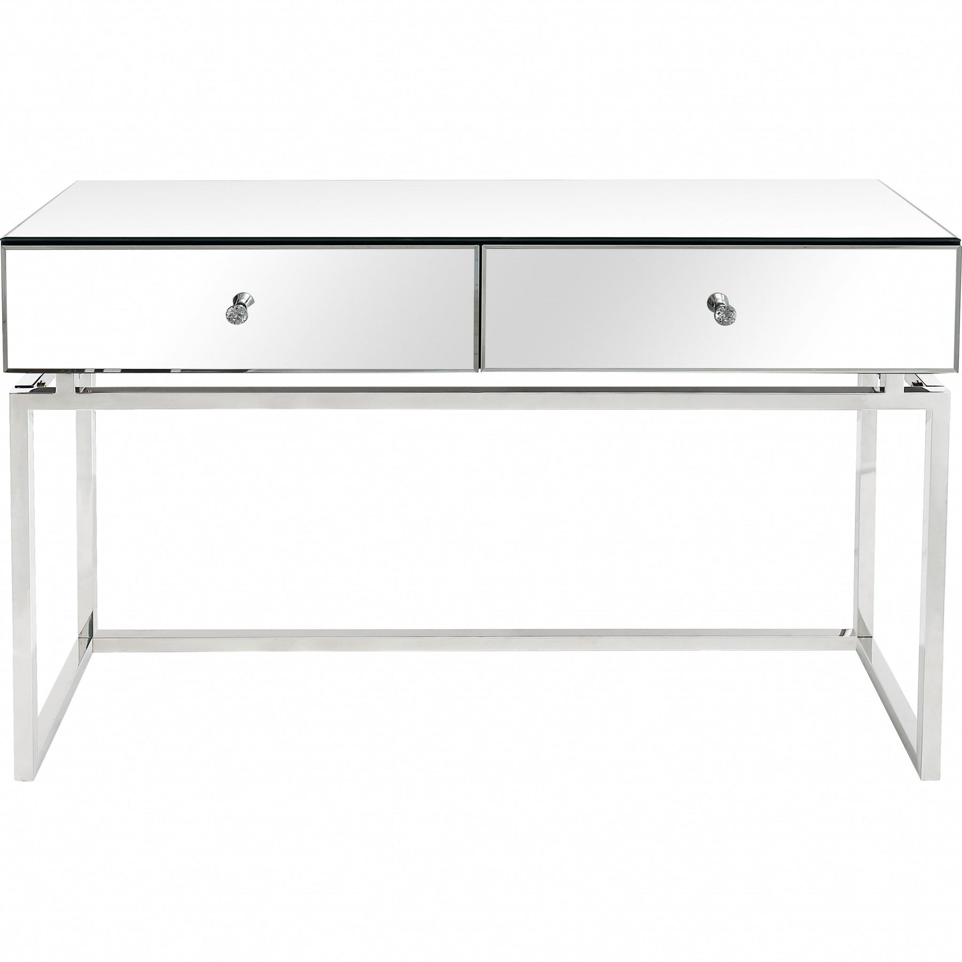 HomeRoots Chic Mirror And Console Table in Silver Finish