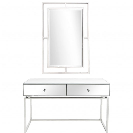 HomeRoots Chic Mirror And Console Table in Silver Finish