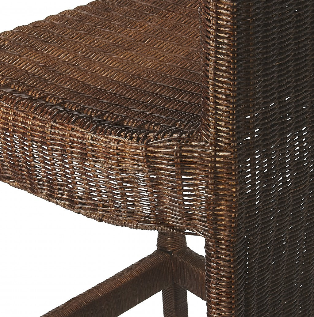 HomeRoots Chocolate Wicker Rattan Counter Stool