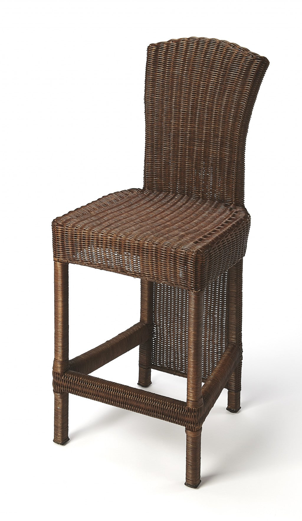 HomeRoots Chocolate Wicker Rattan Counter Stool