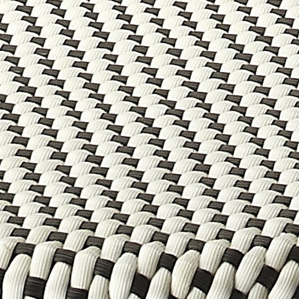 HomeRoots Classic Black And White Rattan Bar Stool