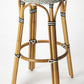 HomeRoots Classic Black And White Rattan Bar Stool
