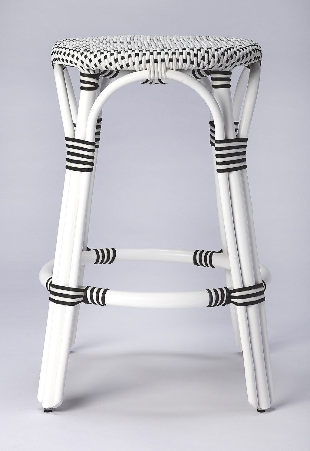 HomeRoots Classic White And Black Rattan Counter Stool