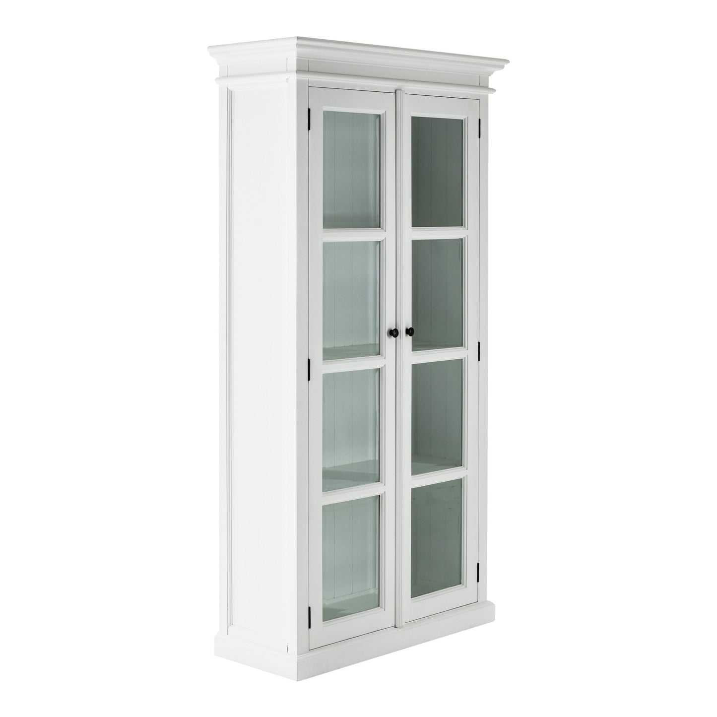 HomeRoots Classic White And Glass Double Door Storage Cabinet