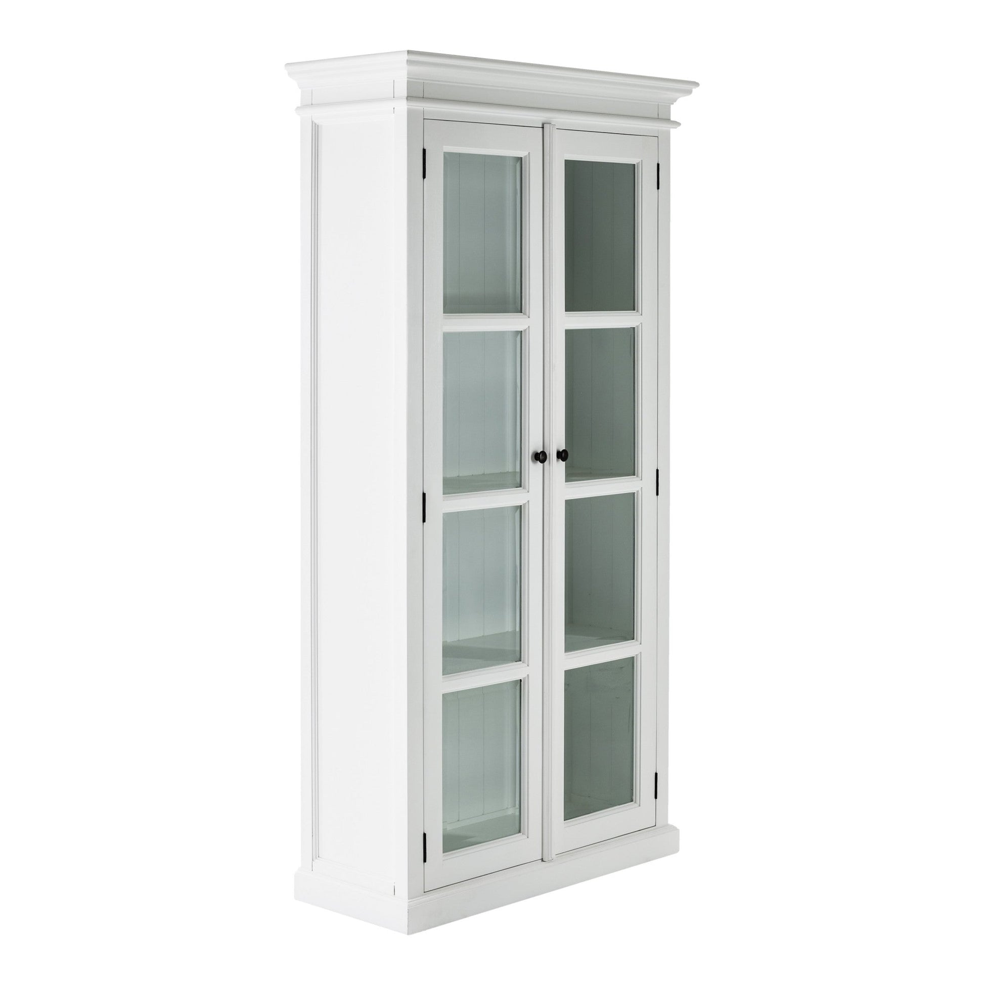 HomeRoots Classic White And Glass Double Door Storage Cabinet