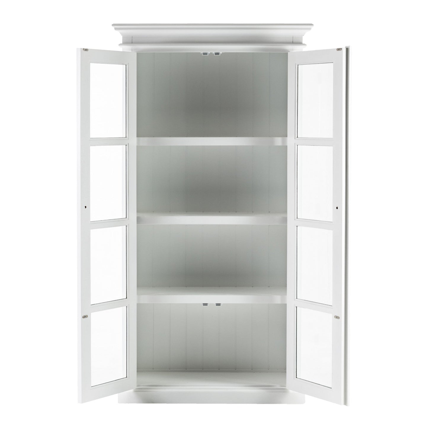 HomeRoots Classic White And Glass Double Door Storage Cabinet