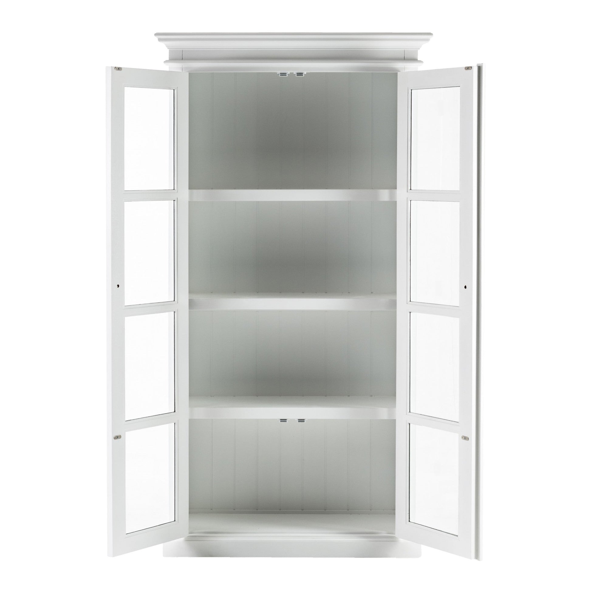 HomeRoots Classic White And Glass Double Door Storage Cabinet