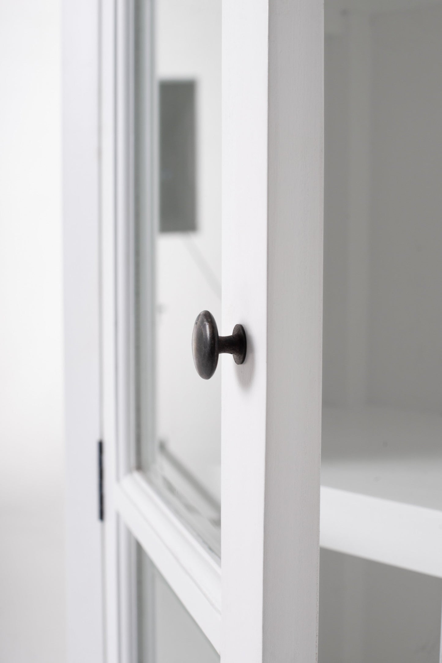 HomeRoots Classic White And Glass Double Door Storage Cabinet