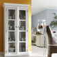 HomeRoots Classic White And Glass Double Door Storage Cabinet