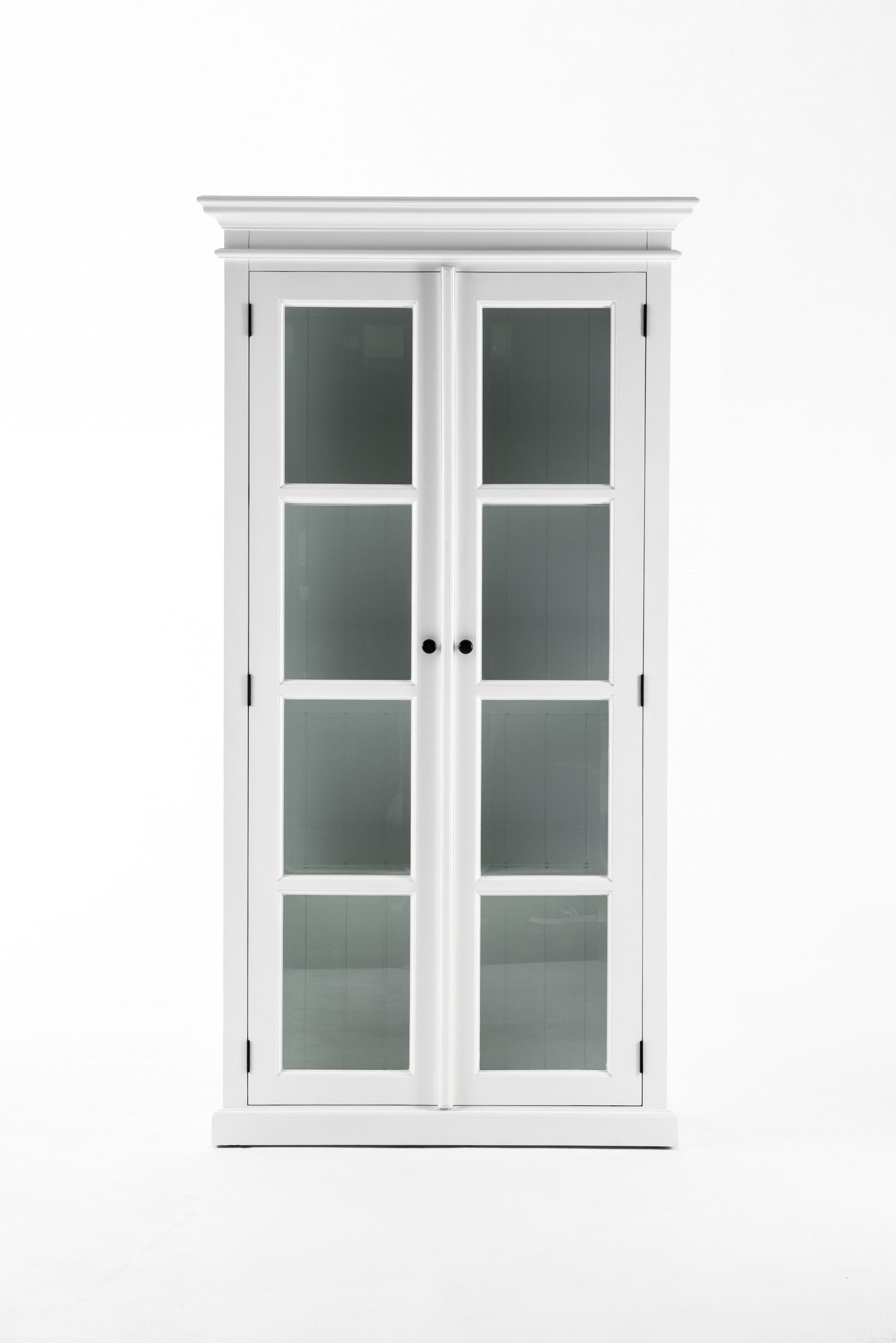 HomeRoots Classic White And Glass Double Door Storage Cabinet