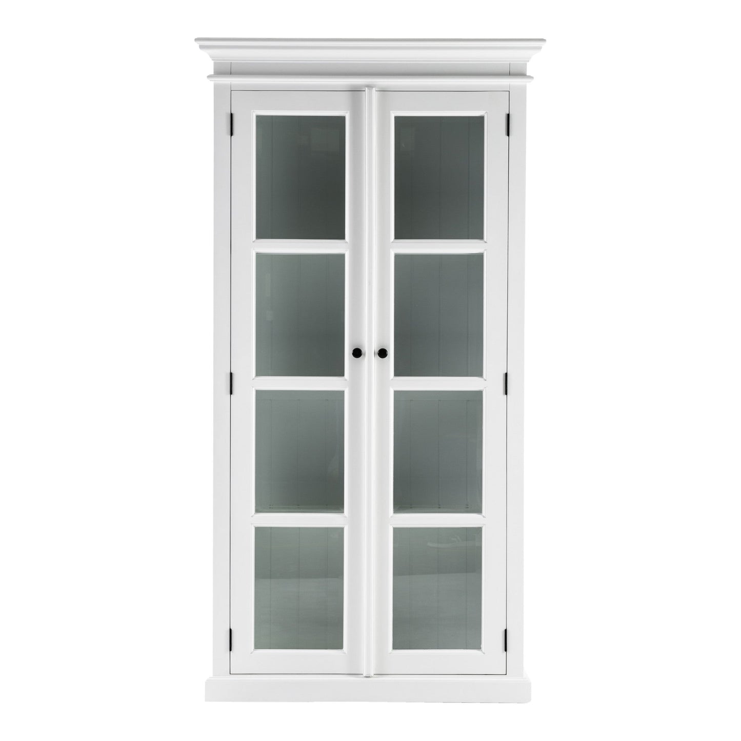 HomeRoots Classic White And Glass Double Door Storage Cabinet