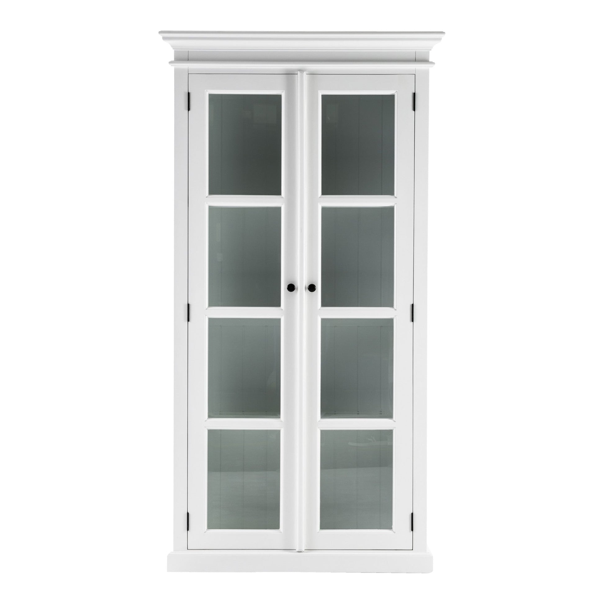 HomeRoots Classic White And Glass Double Door Storage Cabinet